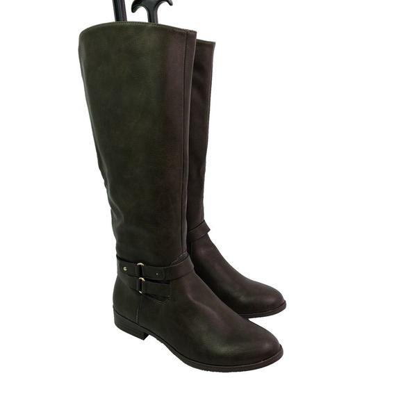 Style & Co. Kindell Womens Sz 5 Chocolate Brown Ankle Strap Buckle Riding Boots - Picture 1 of 12
